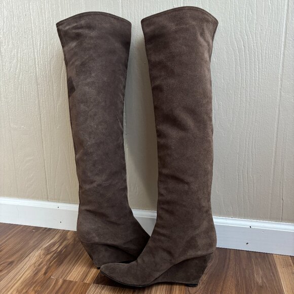 Giuseppe Zanotti Suede Knee High Slouchy Wedge Boots - Picture 10 of 16